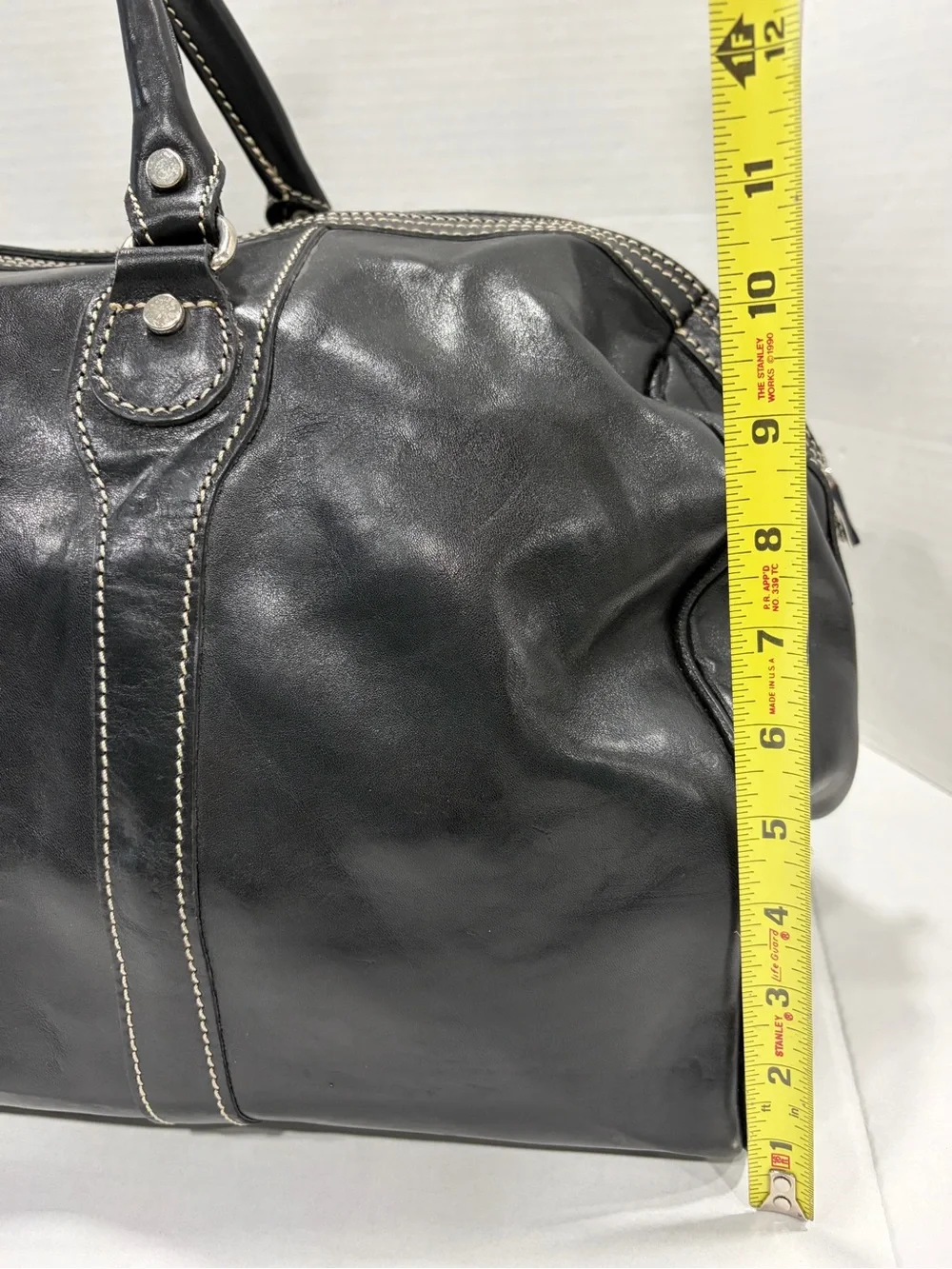 Floto Venezia Italian Leather Duffle Bag Handmade in Italy Black Travel Carry On